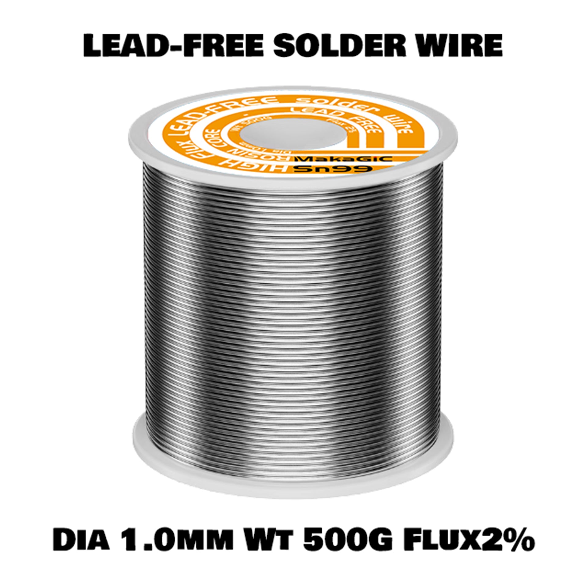 Lead-Free Solder Wire 1.0mm, 500g Spool with 2% Rosin Flux Core for Electronics Soldering, PCB, Connectors, DIY Repairs