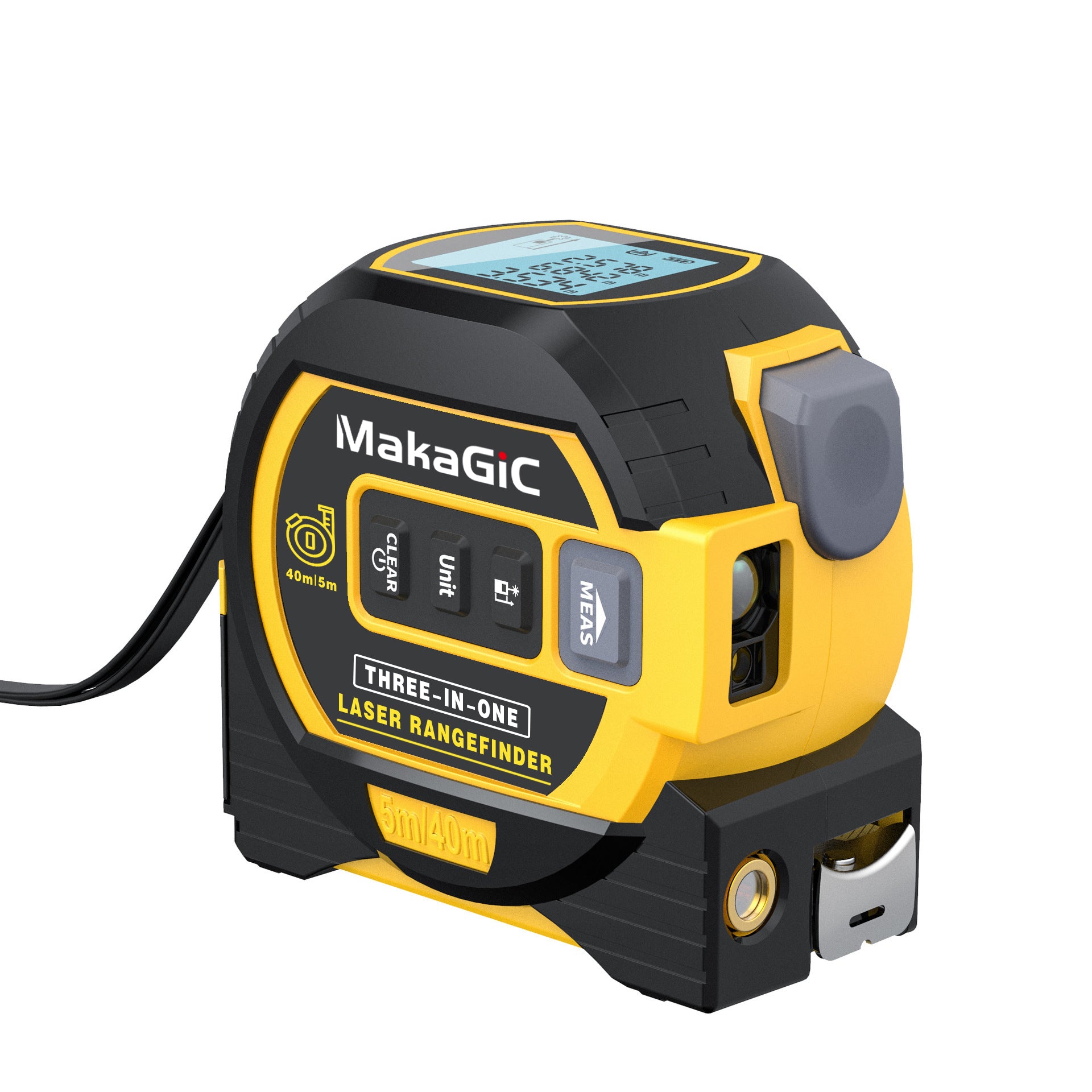 Laser Tape Measure 3-in-1 196ft/60m, Digital Tape Measure with Laser, Rechargeable Type-C, LCD Display, Area/Volume Calculation for Construction, Home, and Industrial Use