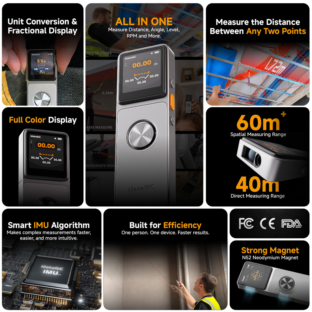 MakaGiC L7 Smart Laser Measuring Tool | Measure Any Two Points
