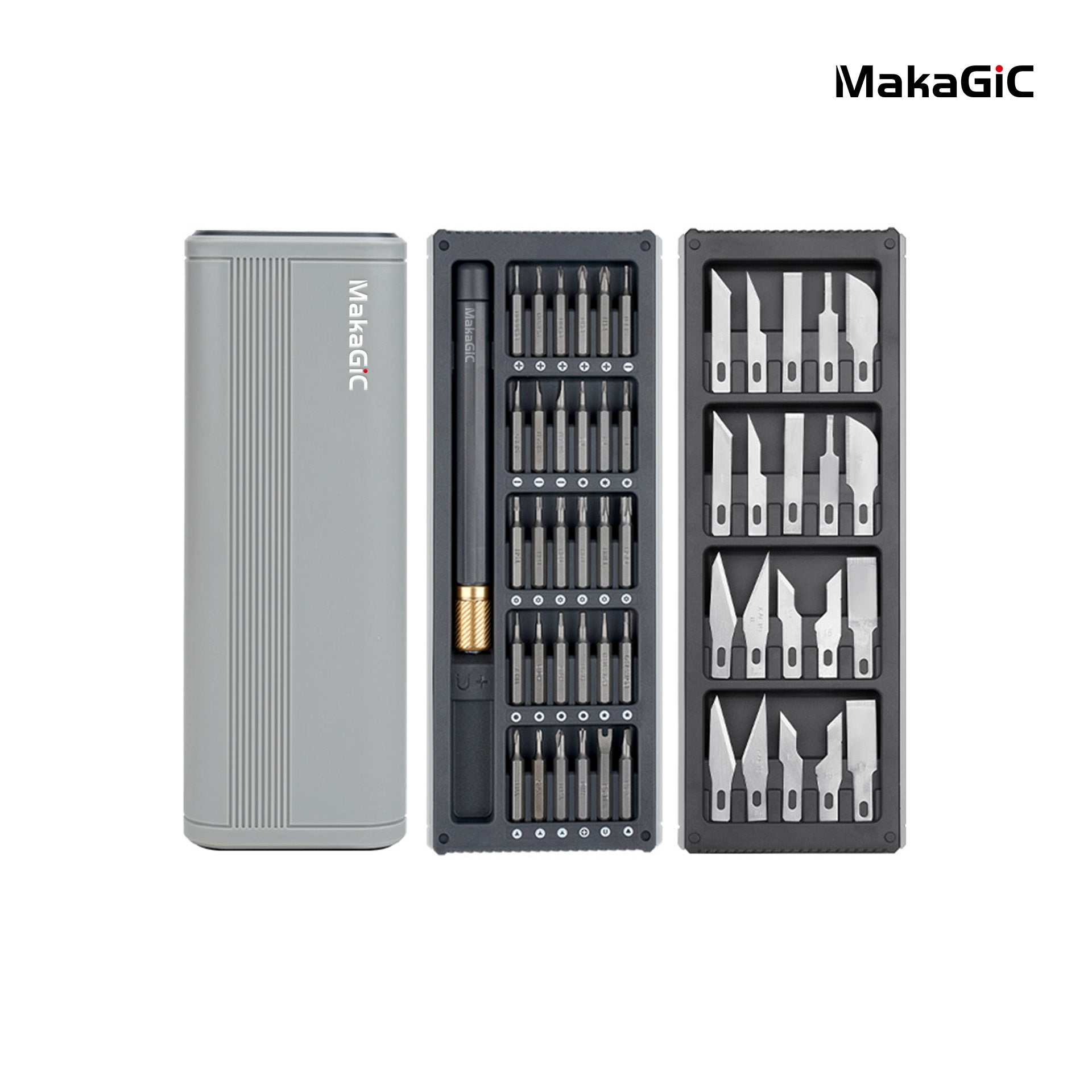MakaGiC Precision Screwdriver Craft Knife Set 20-in-1, Magnetic S2 Steel Bits, SK5 Blades, Aluminum Case for Electronics Repair, DIY Crafts, Gift
