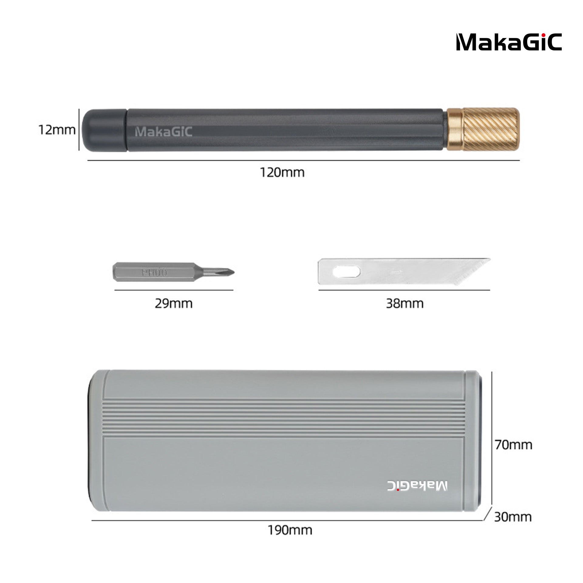 MakaGiC Precision Screwdriver Craft Knife Set 20-in-1, Magnetic S2 Steel Bits, SK5 Blades, Aluminum Case for Electronics Repair, DIY Crafts, Gift