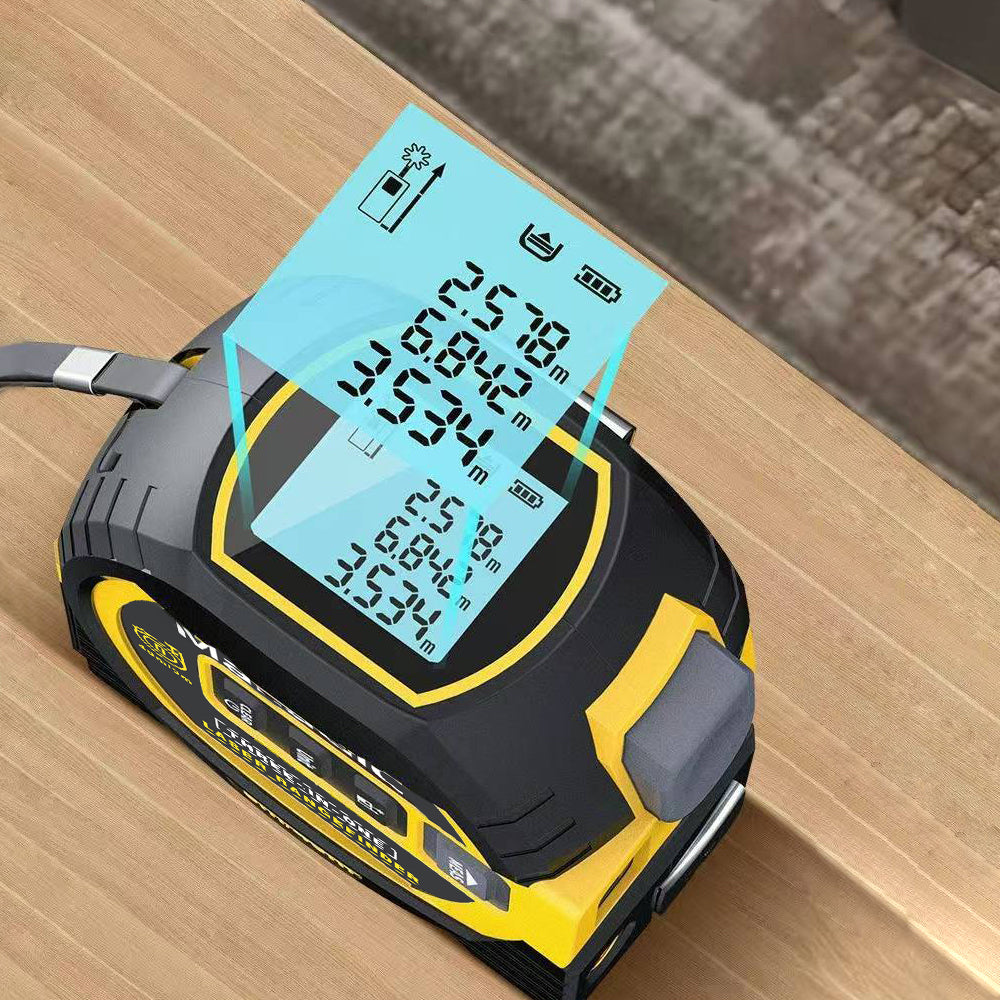 Laser Tape Measure 3-in-1 196ft/60m, Digital Tape Measure with Laser, Rechargeable Type-C, LCD Display, Area/Volume Calculation for Construction, Home, and Industrial Use