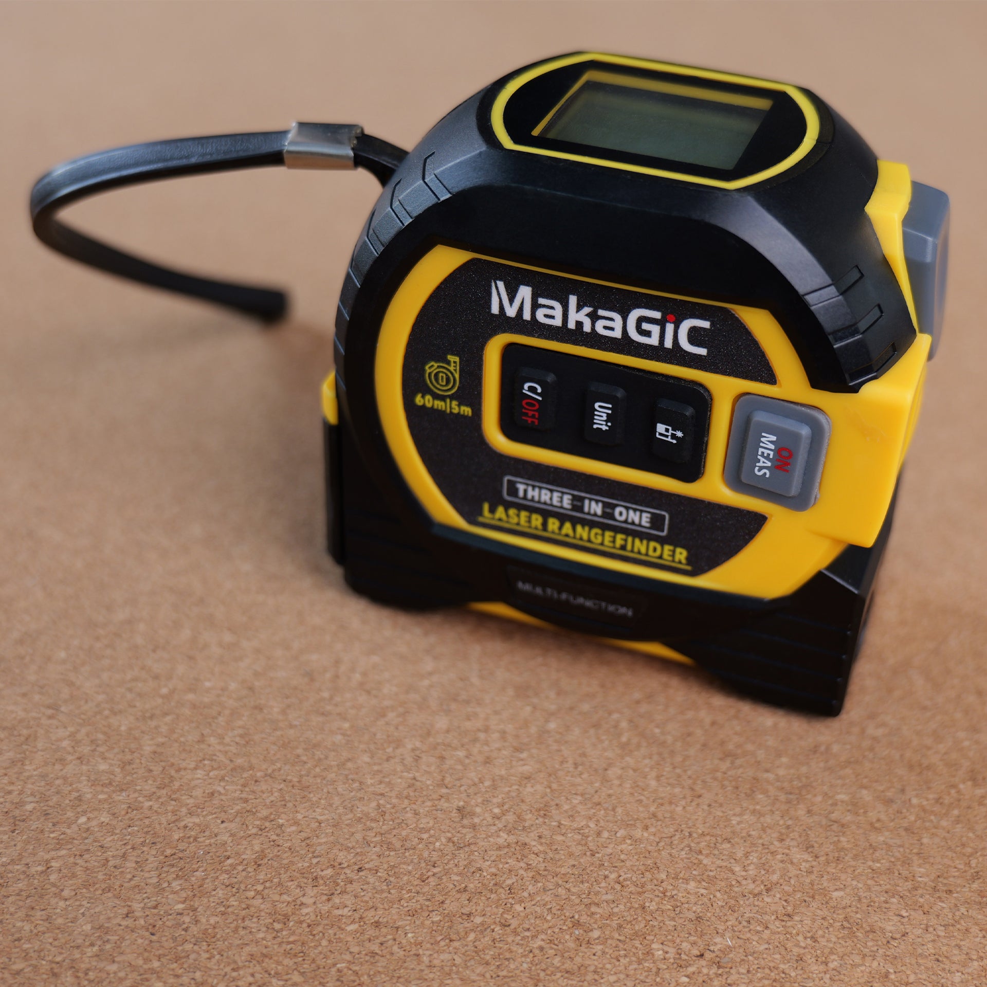 Laser Tape Measure 3-in-1 196ft/60m, Digital Tape Measure with Laser, Rechargeable Type-C, LCD Display, Area/Volume Calculation for Construction, Home, and Industrial Use